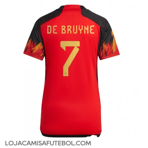Camisa de Futebol Bélgica Kevin De Bruyne #7 Equipamento Principal Mulheres Mundo 2022 Manga Curta